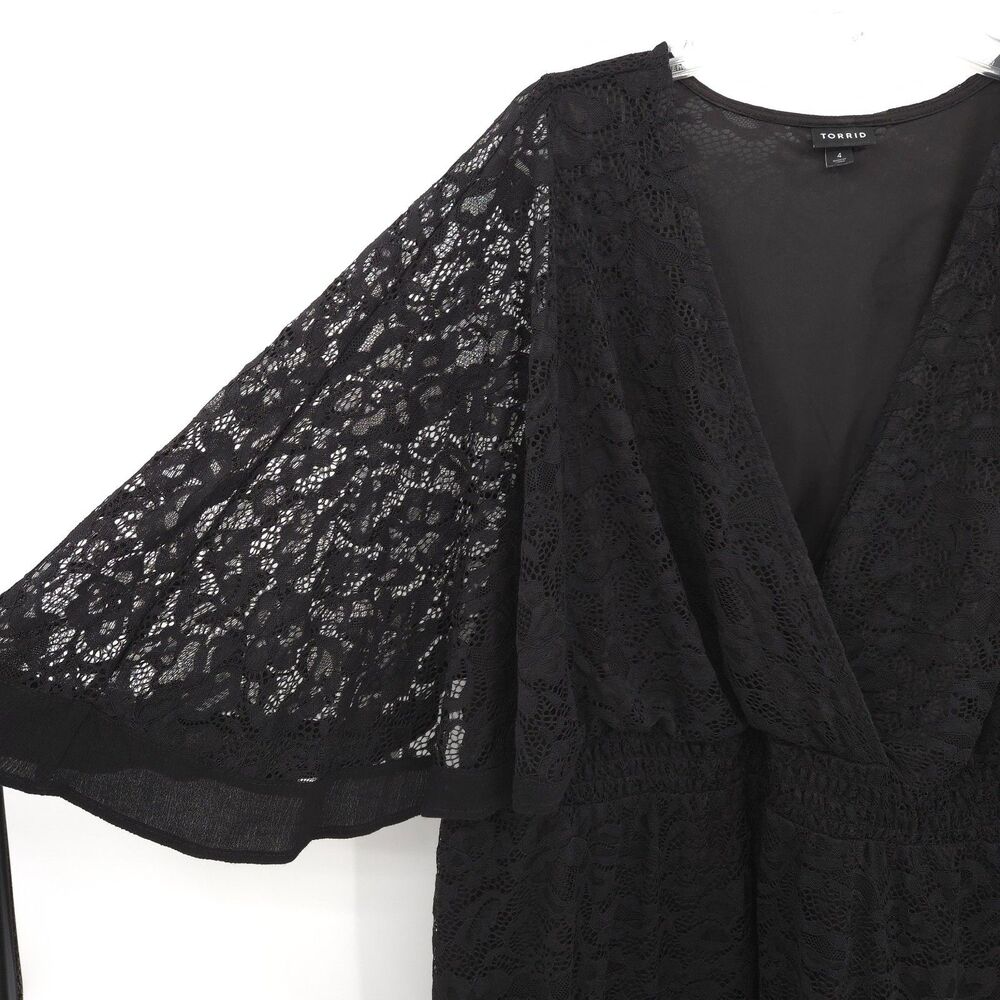 Torrid Stretch Lace Surplice Dolman Sleeve Top Size 4X black flare sleeves - Picture 5 of 13